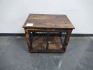 Furniture Style Dog Crate Side Table On Wheels With Double Doors And Lift Top. Rustic Brown, 31.50'' W X 22.05'' D X 25'' H.
